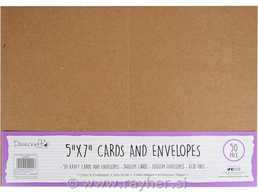 Kuverte+Vizitke, Set 50, 12,7 X 17,7cm, Kraft