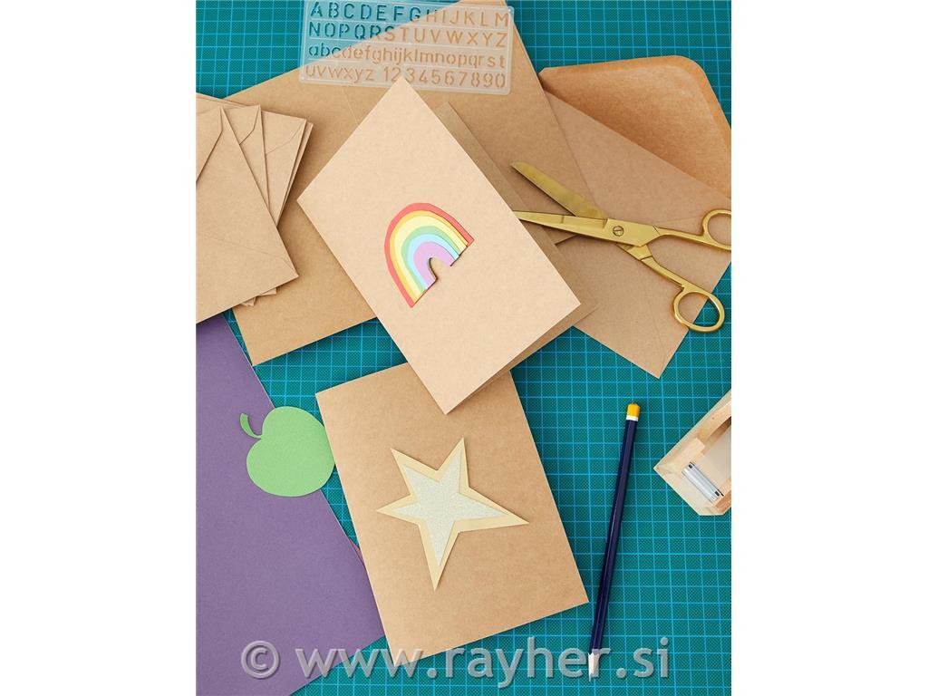 Kuverte+Vizitke, Set 50, 12,7 X 17,7cm, Kraft