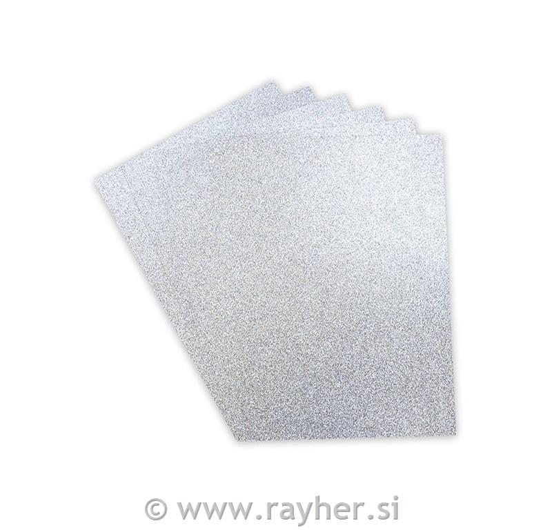 Obojestranki katron z bleščicami, srebrn, set 6