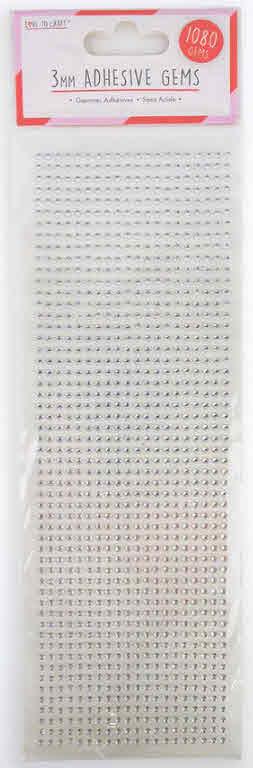 Kristali samolepilni, srebrn 3mm, 1080 kom