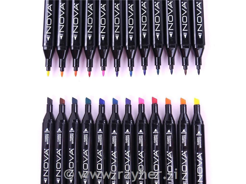 NOVA flomastri za tekstil z dvema konicama set 12