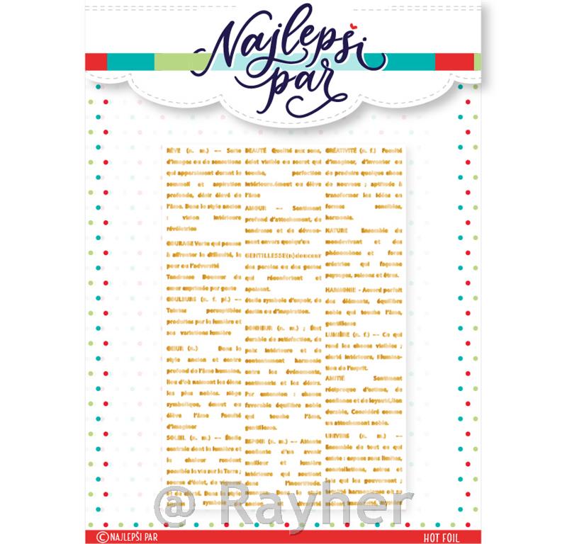 Hot foil in šablona Ozadje z besedilom