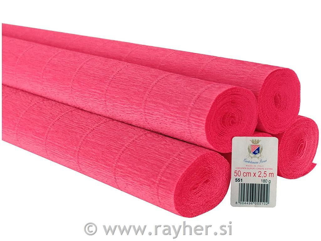 Cvetličarski krep papir, 180g, intenz. roza, 50x250cm, 1 kos