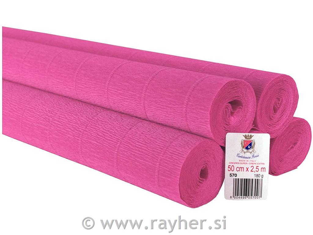 Cvetličarski krep papir, 180g, temno roza, 50x250cm, 1 kos