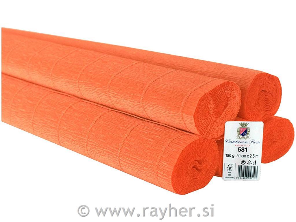 Cvetličarski krep papir, 180g, oranžen, 50x250cm, 1 kos