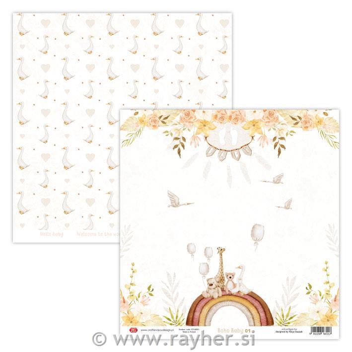 Scrapbooking papir Boho Baby 01