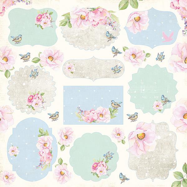 Scrapbooking papir, sličice,Bird song 07