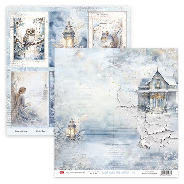 Scrapbooking papir, 30x30cm, Paint Over The Winter 06