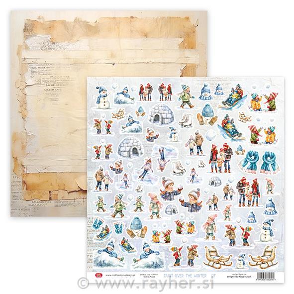 Scrapbooking papir, 30x30cm, Paint Over The Winter 07