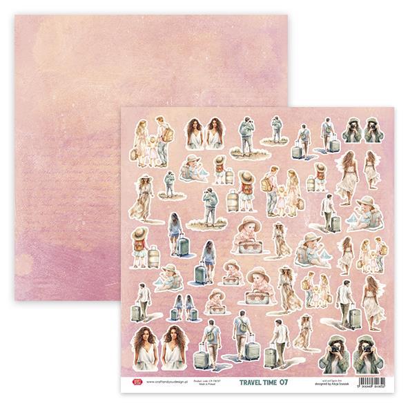 Scrapbooking papir, 30x30cm, 250gsm, Travel Time 07