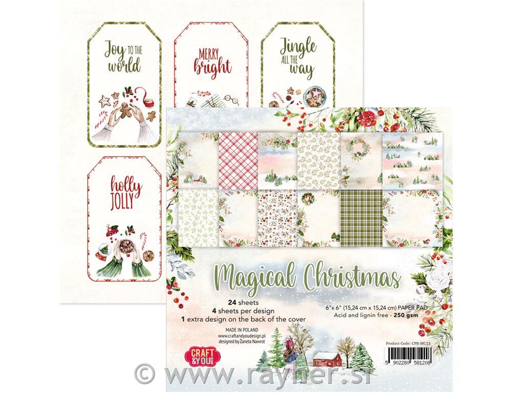 Set papirjev 15x15cm, Magical Christmas 010, 250gsm, set 24
