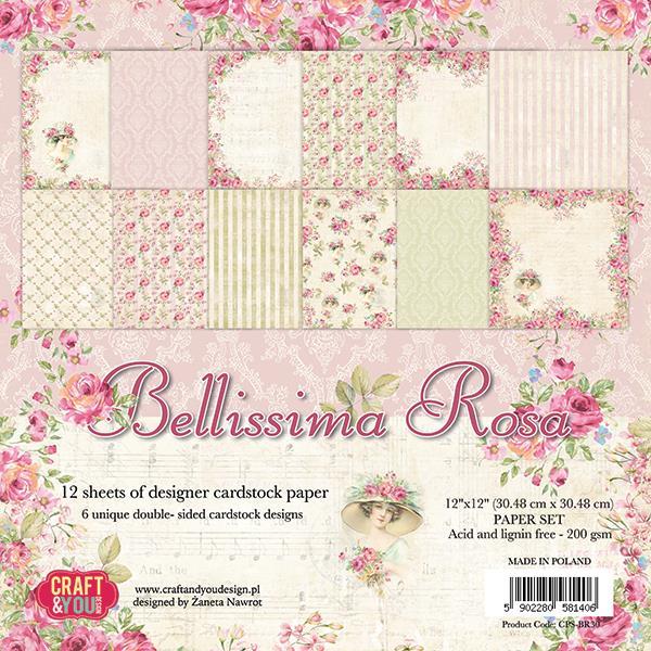 Set papirjev, 30x30cm, Bellissima Rosa