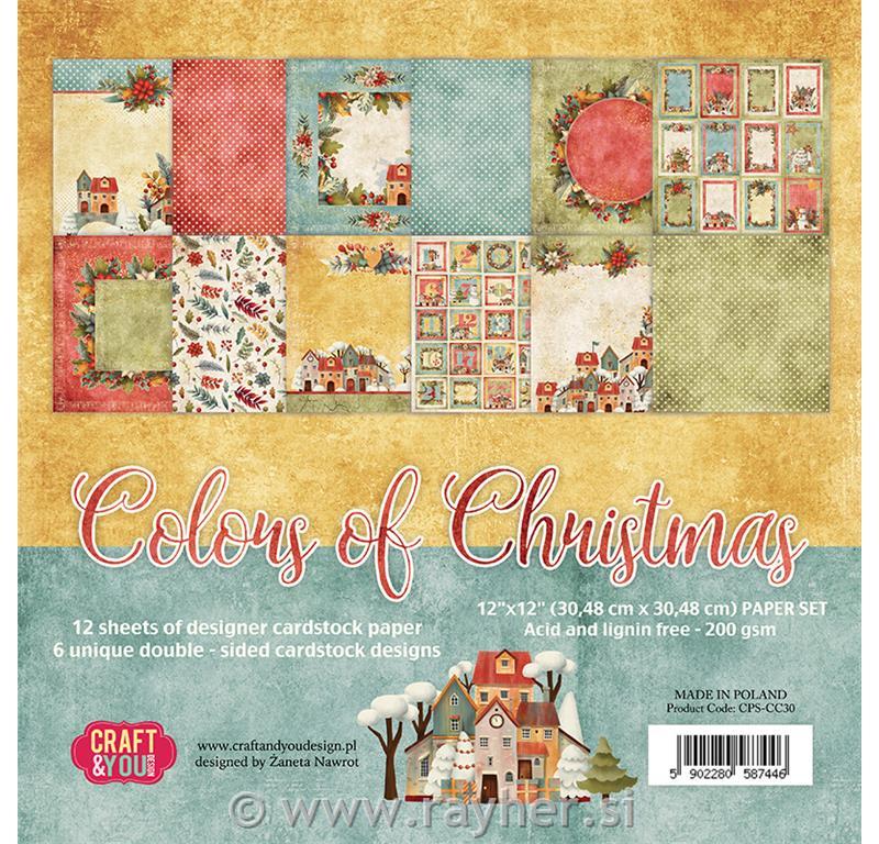 Set papirjev Colors of Christmas 30x30 cm 12 listov