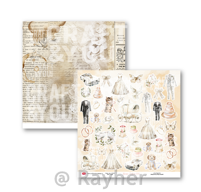 Set papirjev, 30x30cm, Rose Tales, set 6