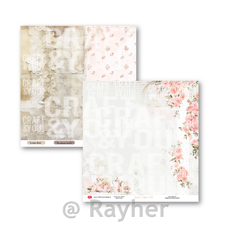 Set papirjev, 30x30cm, Rose Tales, set 6