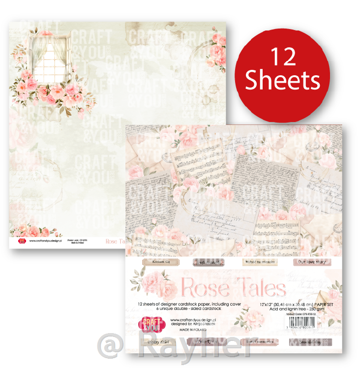 Set papirjev, 30x30cm, Rose Tales, set12