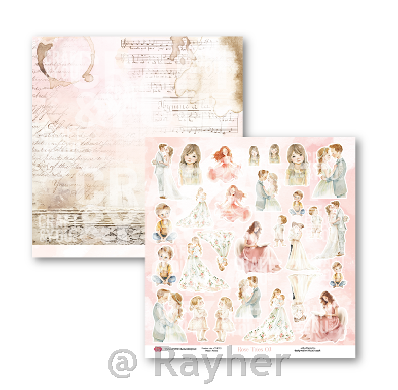 Set papirjev, 30x30cm, Rose Tales, set12