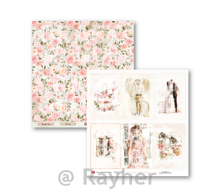 Set papirjev, 30x30cm, Rose Tales, set12