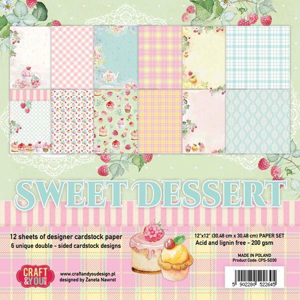 Paper pad 30x30cm, Sweet Dessert,set 12