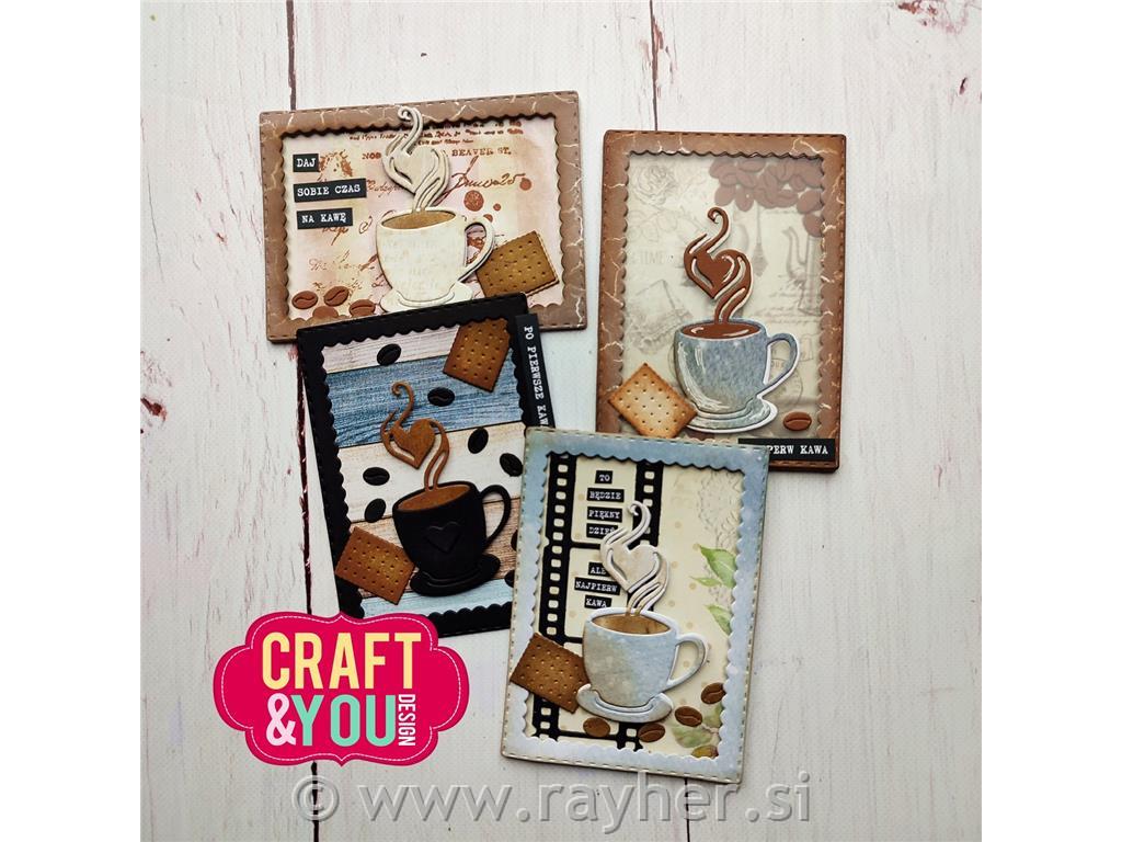 Rezalne šablone C&Y, Okvir, skodelica, kava, piškot