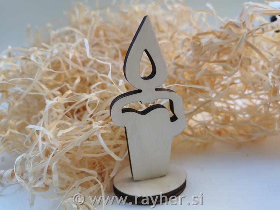 Lesena sveča s podstavkom, manjša