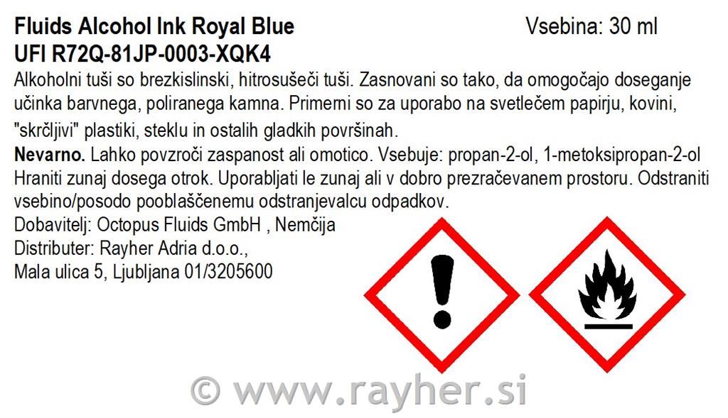 Alkoholni tuš Fluids 30 ml, royal blue ,prosojen ton