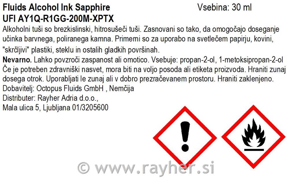 Alkoholni tuš Fluids 30 ml, sapphire ,prosojen ton