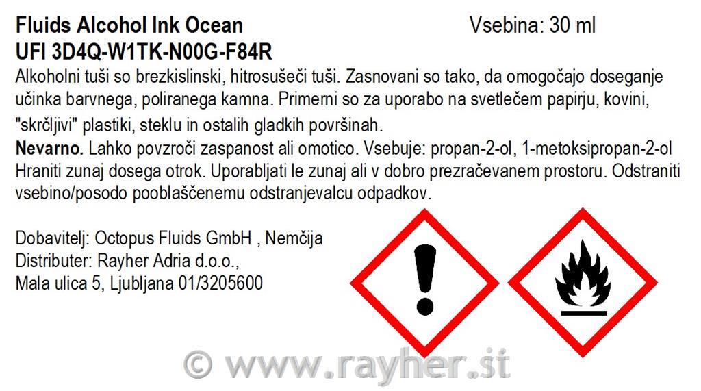 Alkoholni tuš Fluids 30 ml, ocean ,prosojen ton