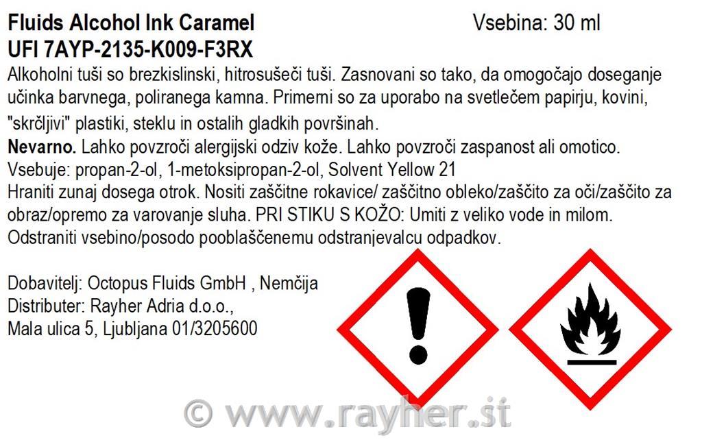 Alkoholni tuš Fluids 30 ml, caramel ,prosojen ton