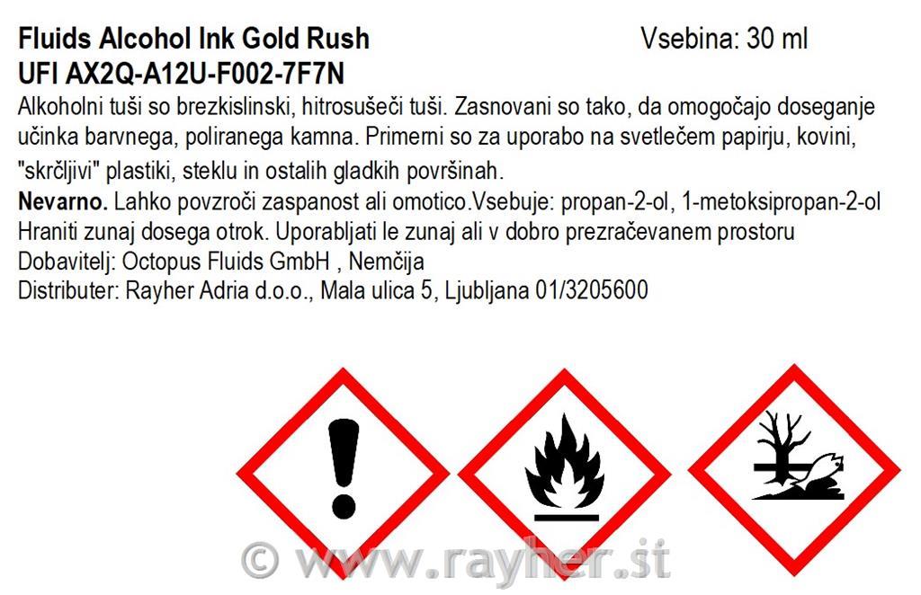 Alchohol Ink Fluids 30 ml, gold rush, metallic colour