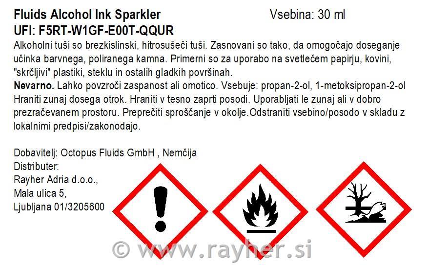 Alkoholni tuš Fluids 30 ml, sparkler ,kovinski ton