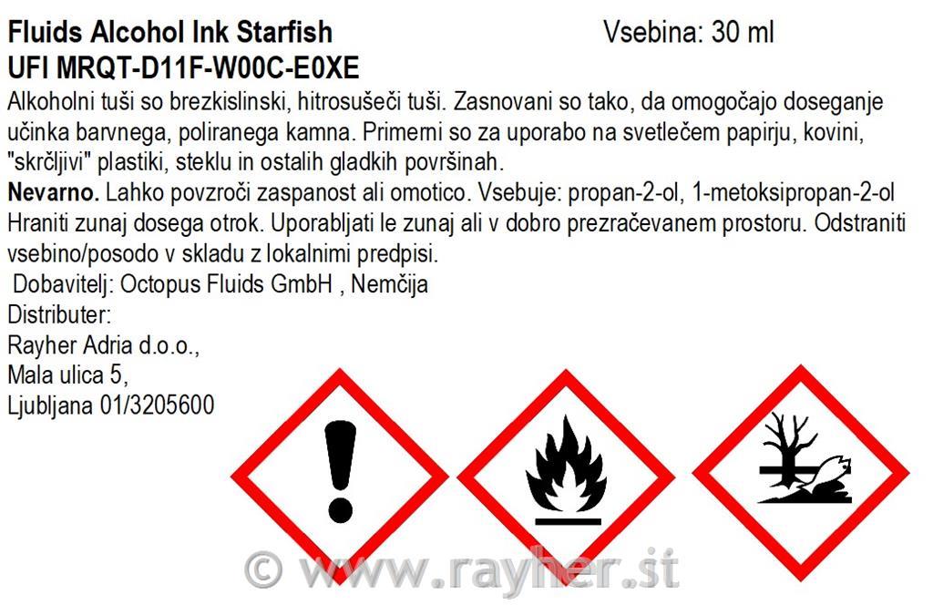 Alkoholni tuš Fluids 30 ml, starfish ,prosojen ton