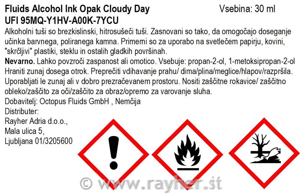 Alchohol Ink Fluids 30 ml, cloudy day, opak colour