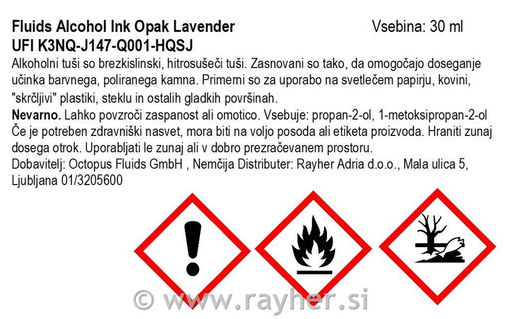 Alkoholni tuš Fluids 30 ml, lavender ,prekriven ton
