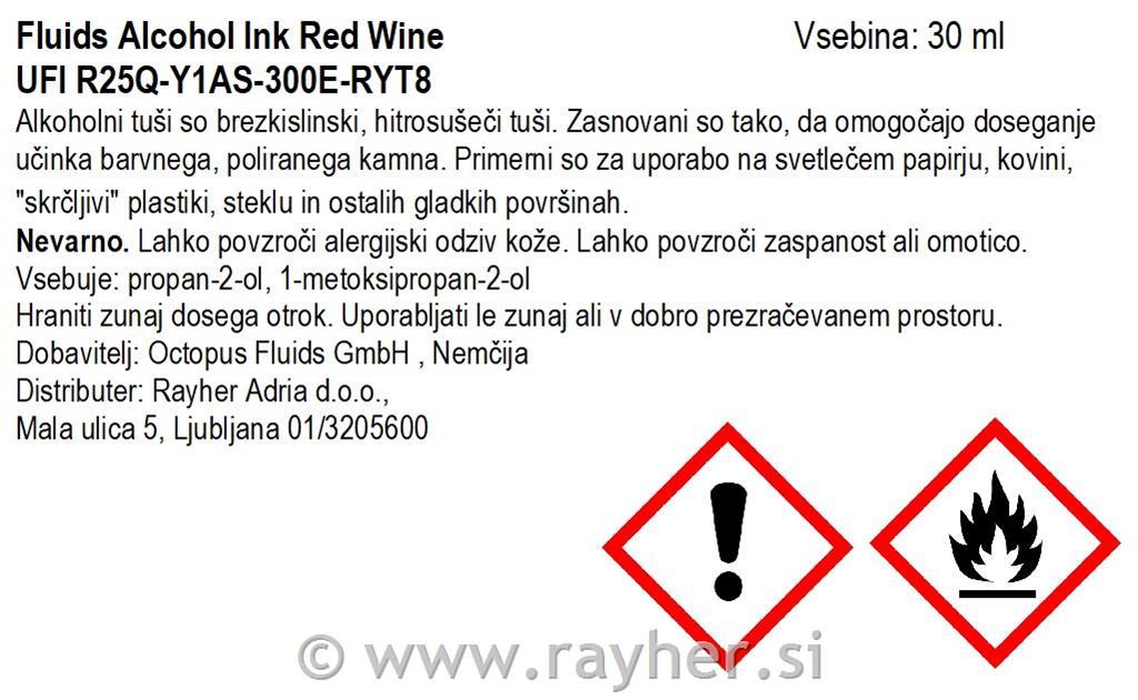 Alkoholni tuš Fluids 30 ml, red wine ,prosojen ton
