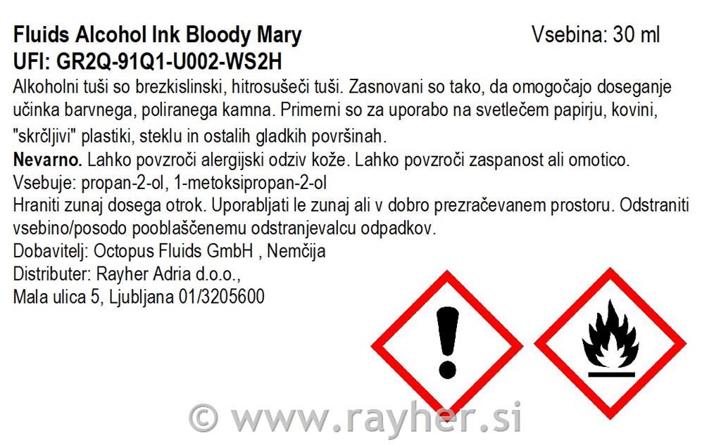 Alkoholni tuš Fluids 30 ml, bloody mary ,prosojen ton