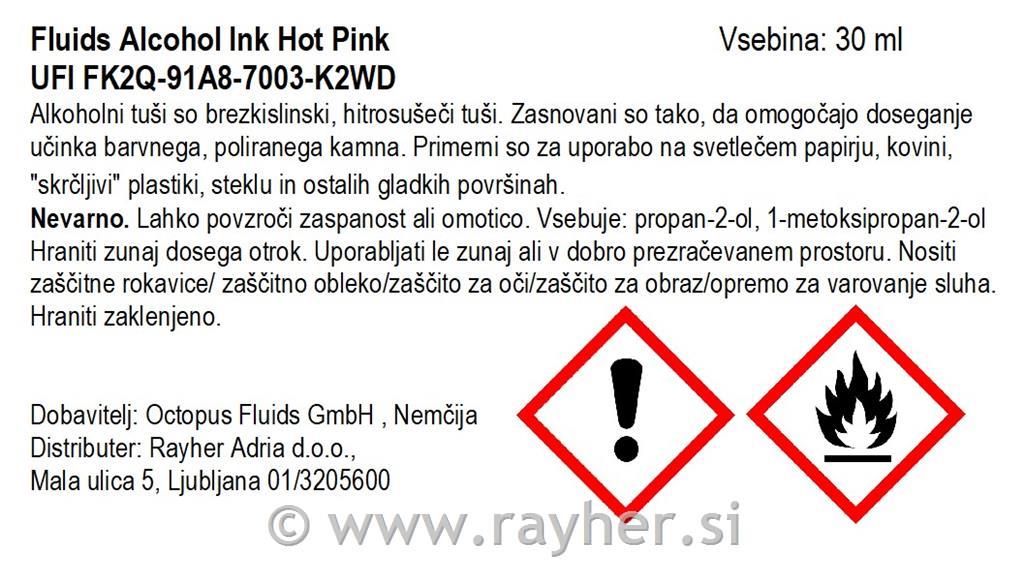 Alkoholni tuš Fluids 30 ml, hot pink ,prosojen ton