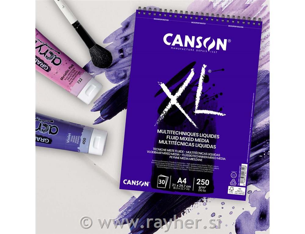 Skicirka spirala XL Fluid Mix Media A4 250 g, 30 listna