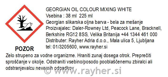 Oljna barva Georgian 38ml, Mixing White