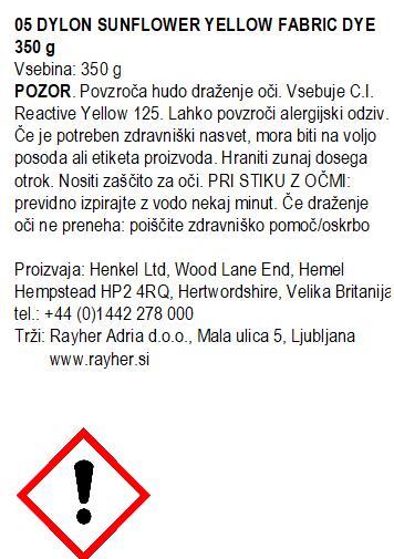 DYLON barva za tekstil POD 350g 05 Sunflower Yellow
