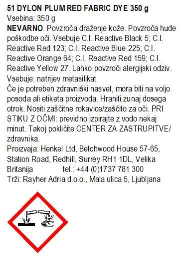 DYLON barva za tekstil POD 350g 51 Plum Red