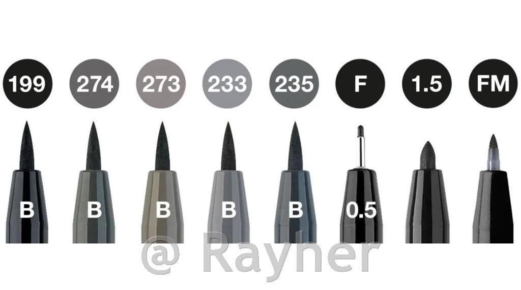 PITT Artist pen set 8 sivi in črn