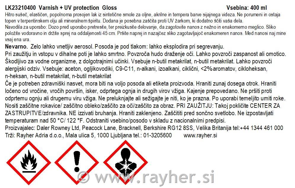 Zaščitni lak v spreju UV+ svetleč 400 ml