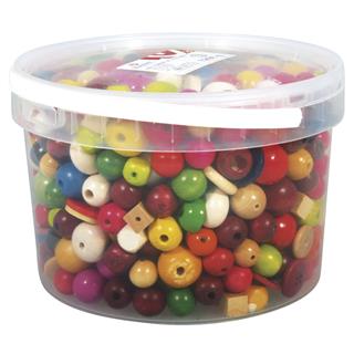 Lesene perle, različne barve, 16-25 mm o, posoda 1200 g