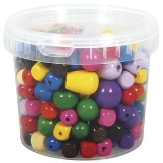 Lesene perle, različne barve, 16-25 mm o, posoda 350 g