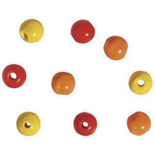 Lesene perle rumene, oranžne, rdeče, 6mm, 115 kosov