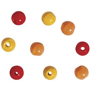 Lesene perle rumene, oranžne, rdeče, 8mm, 82 kosov