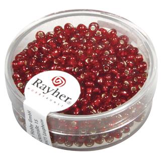 Perle s srebrno sredino, 2,6 mm o, rdeče, 16 g