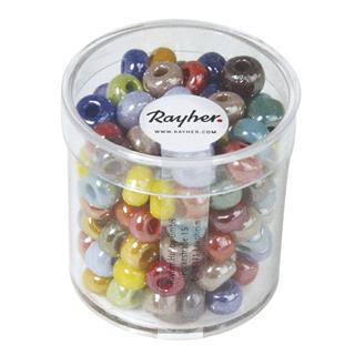 Steklene perle z veliko lunkjo, opak, mešane, o 6 mm, 55g