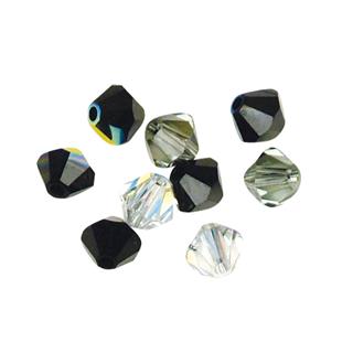 Swarovski brušeni kristali perle, črno beli toni, 4mm, 50kom